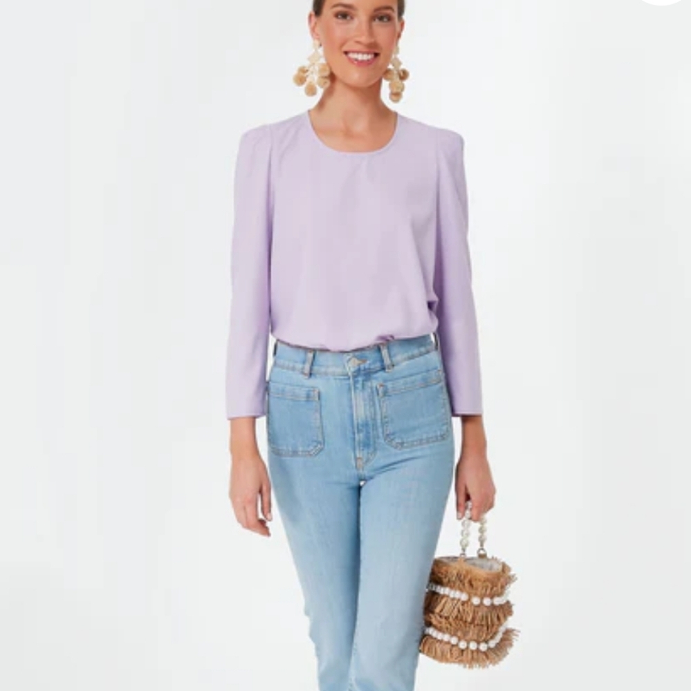 NWT POMANDER PLACE Tuckernuck BEDFORD Blouse Top In Lavender Purple XS